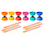 Set de 6 Diábolos Spinner Circus JOJO con palos de madera