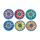 Juego de 6 frisbees giratorios de colores