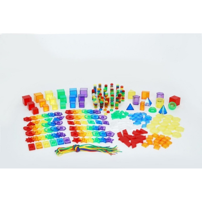 Formas y figuras geométricas transparentes de colores (juego de 498 piezas)