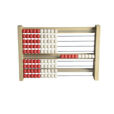 Re-Wood - Cálculo rack hasta 100 individuales 10/10 - Rojo - Blanco - Perlas - Abacus