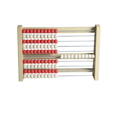 Re-Wood - Rack de cálculo hasta 100 individuales - Rojo - Blanco - Cuentas - Ábaco